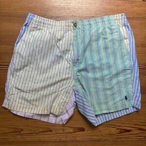 Polo Ralph Lauren pastel striped patchwork drawstring mens shorts SIZE XL